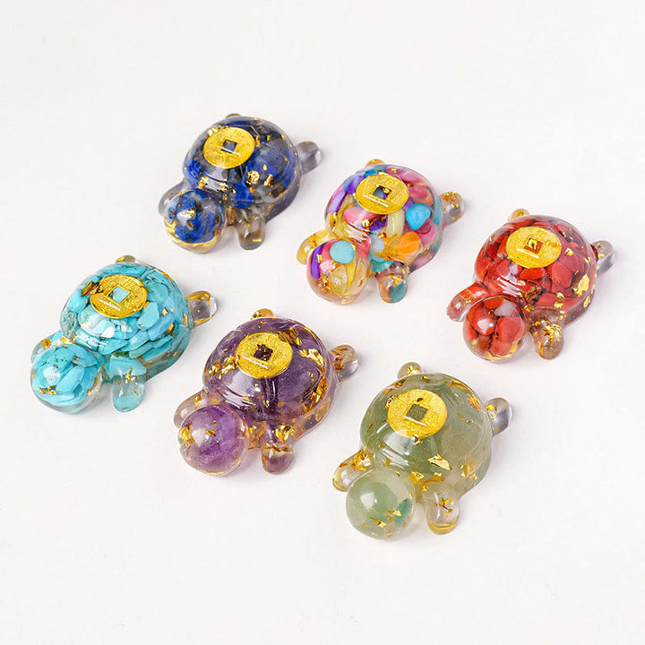 Buddha Stones Małe Różnorodne Kryształowe Zielone Awenturyny Ametystowe Żółwie Miedziane Monety Szczęście Dekoracja Domu