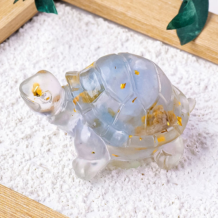 Buddha Stones Różne Kamień Cytryn Zielony Awenturyn Ametyst Miniaturowy Żółw Dobrobyt Dekoracja Domu - Celestyn 5*3*2,7 cm - image 11
