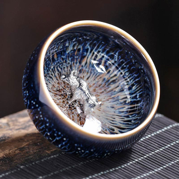 Buddha Stones ręcznie robione chińskie Jianzhan Koi Fish Lotus Dragon Phoenix 12 chińskich zodiaków Ceramiczny kubek do herbaty Kung Fu 70ml