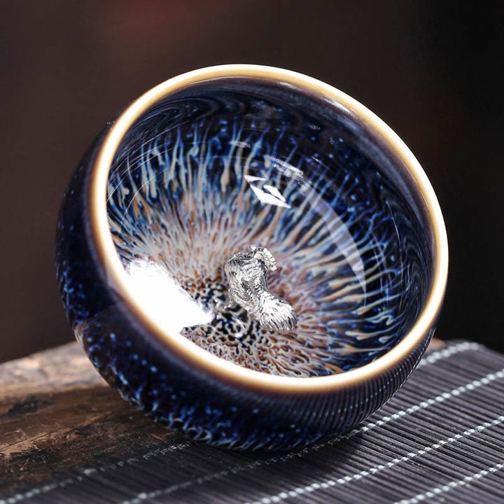 Buddha Stones ręcznie robione chińskie Jianzhan Koi Fish Lotus Dragon Phoenix 12 chińskich zodiaków Ceramiczny kubek do herbaty Kung Fu 70ml