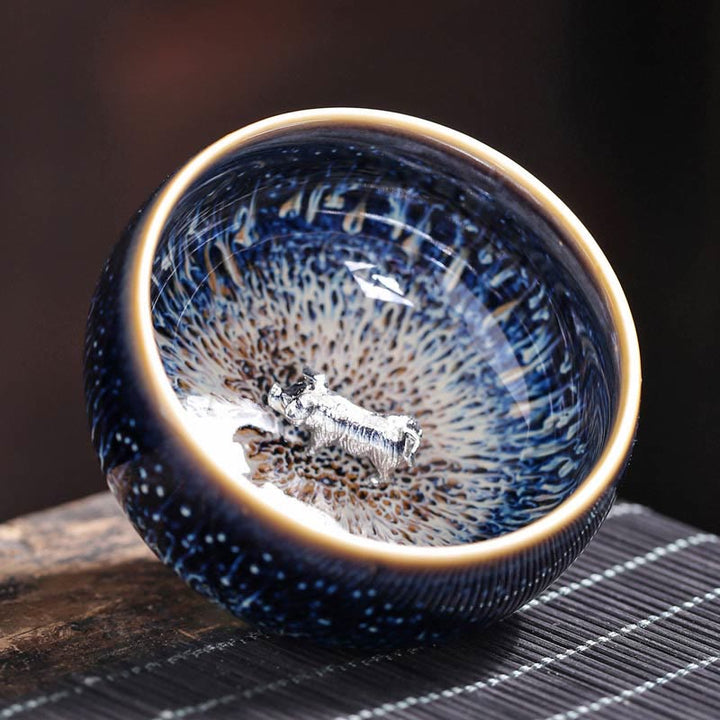 Buddha Stones ręcznie robione chińskie Jianzhan Koi Fish Lotus Dragon Phoenix 12 chińskich zodiaków Ceramiczny kubek do herbaty Kung Fu 70ml