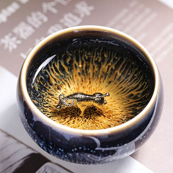 Buddha Stones ręcznie robione chińskie Jianzhan Koi Fish Lotus Dragon Phoenix 12 chińskich zodiaków Ceramiczny kubek do herbaty Kung Fu 70ml