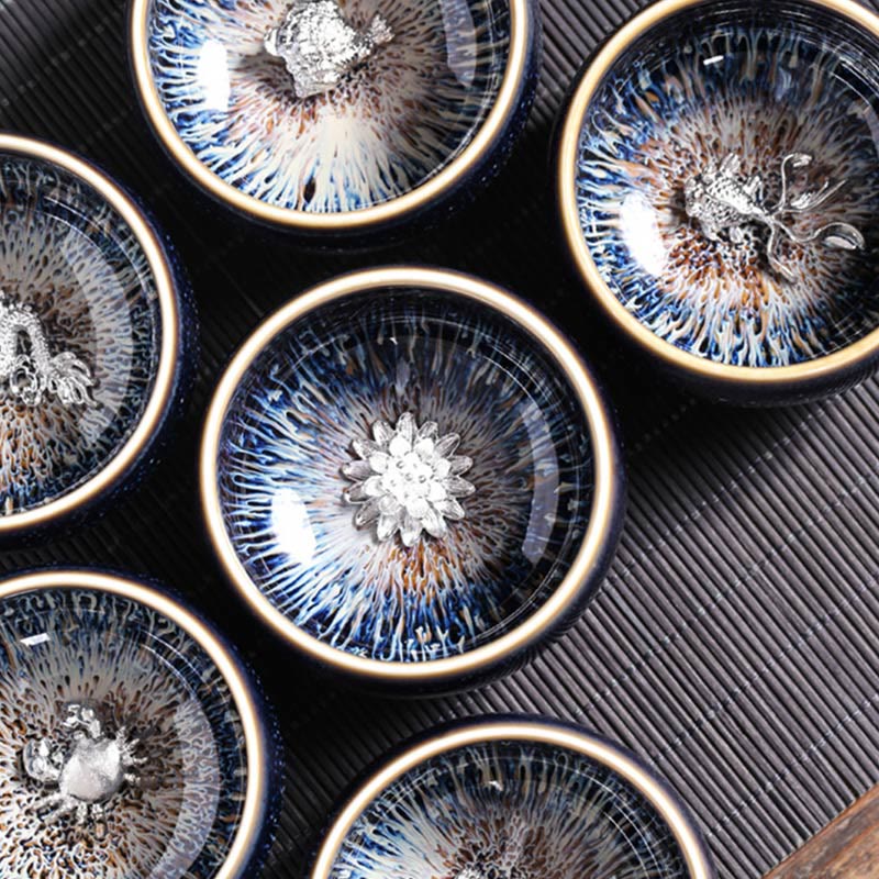 Buddha Stones ręcznie robione chińskie Jianzhan Koi Fish Lotus Dragon Phoenix 12 chińskich zodiaków Ceramiczny kubek do herbaty Kung Fu 70ml - image 29