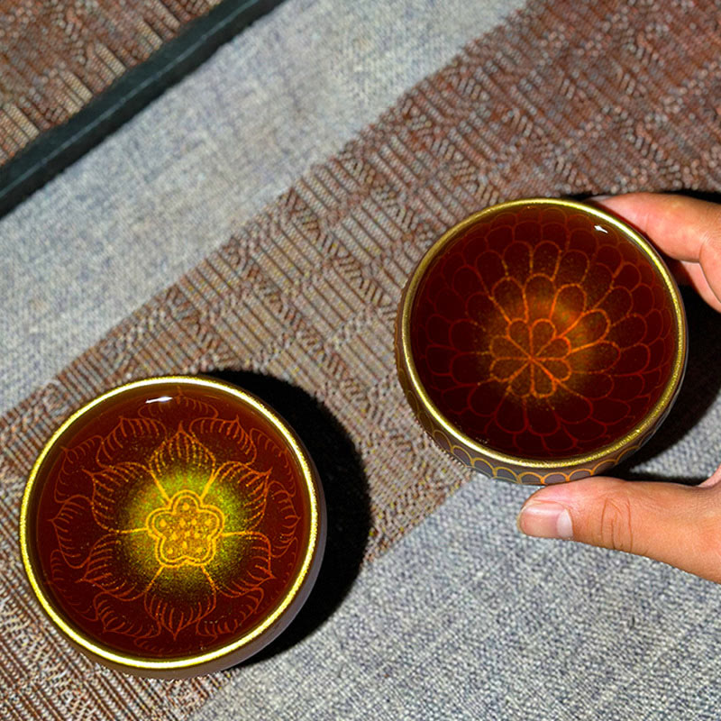 Buddha Stones ręcznie chiński Jianzhan wzór kwiatu lotosu ceramiczny kubek do herbaty Kung Fu kubek do herbaty 150 ml