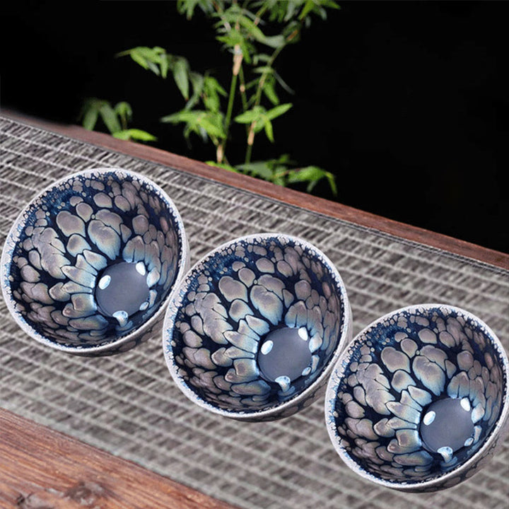 Buddha Stones ręcznie robione chińskie Jianzhan Fioletowo-Niebieska Plama Ceramiczna filiżanka do herbaty Tenmoku Kung Fu 150ml