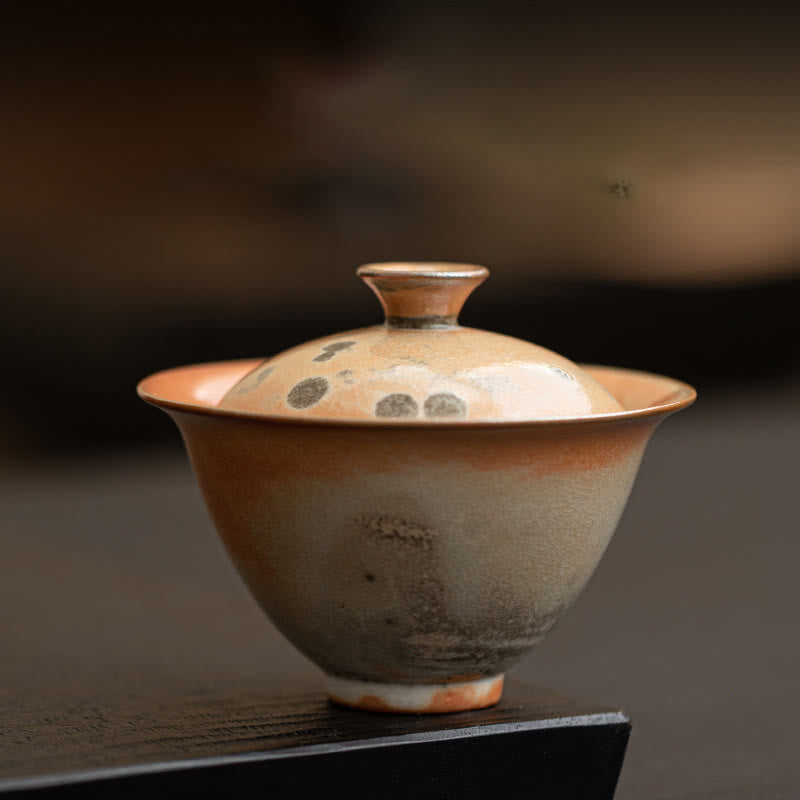 Buddha Stones Uroczy Kot Ceramiczny Gaiwan Filiżanka Kung Fu Filiżanka Do Herbaty Z Pokrywką 130 ml - Zwykły kubek 9,5 cm * 7,6 cm * 130 ml - image 13