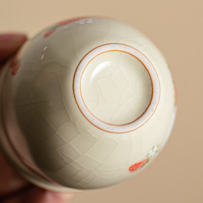 Buddha Stones Mały Królik Truskawkowy Filiżanka Do Herbaty Kung Fu 90 ml Z Pudełkiem Prezentowym
