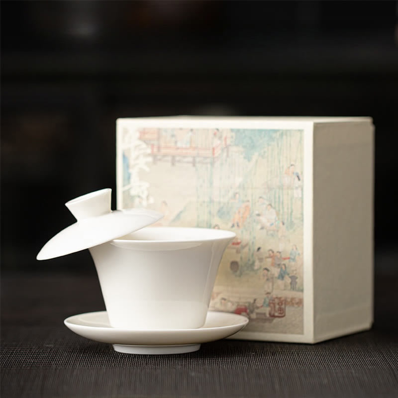 Buddha Stones Thangka Smok Buddowie Dunhuang Ceramiczny Gaiwan Sancai Kung Fu Filiżanka Do Herbaty I Spodek Z Pokrywką Pudełko Prezentowe 180 ml