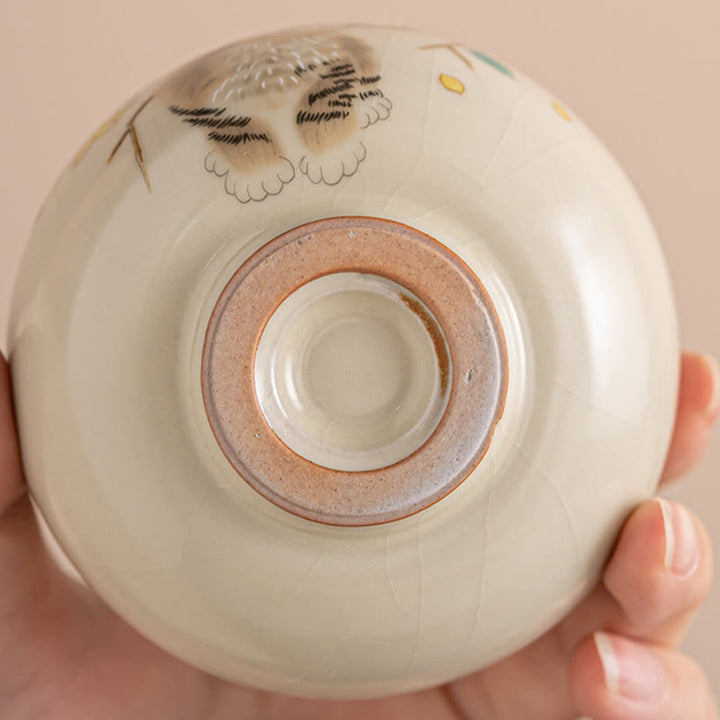 Buddha Stones Uroczy Kot Żółte Kwiaty Królik Filiżanka Kung Fu Filiżanka do herbaty