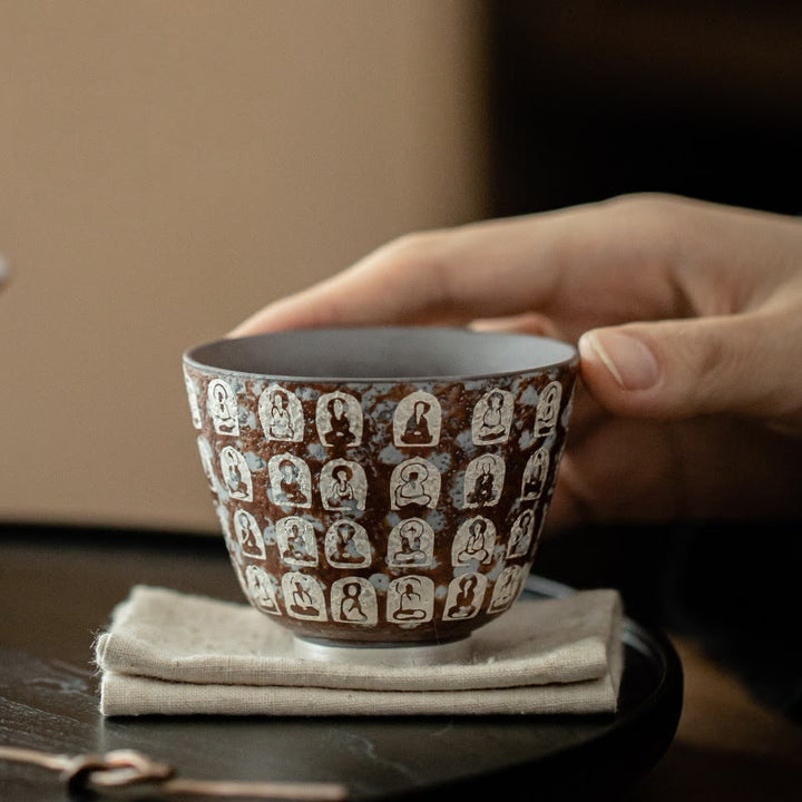 Buddha Stones Dziesięć Tysięcy Poematów Buddy Filiżanka do herbaty Kung Fu Filiżanka do herbaty 100 ml z pudełkiem prezentowym