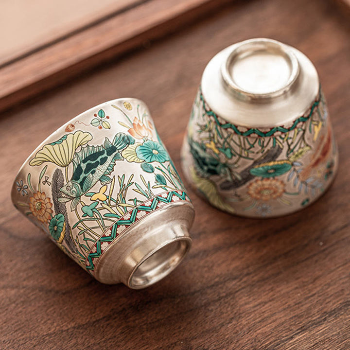 Buddha Stones Ryba Lotos Wodorosty Filiżanka Kung Fu Filiżanka 45 ml Z Pudełkiem Prezentowym