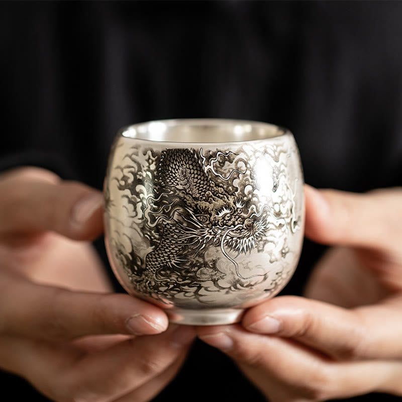 Buddha Stones Ryby Lotos Wodorosty Dolina Góry Sosna Smok Filiżanka Kung Fu Filiżanka do herbaty z pudełkiem prezentowym