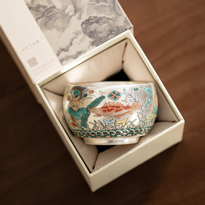 Buddha Stones Ryby Lotos Wodorosty Dolina Góry Sosna Smok Filiżanka Kung Fu Filiżanka do herbaty z pudełkiem prezentowym