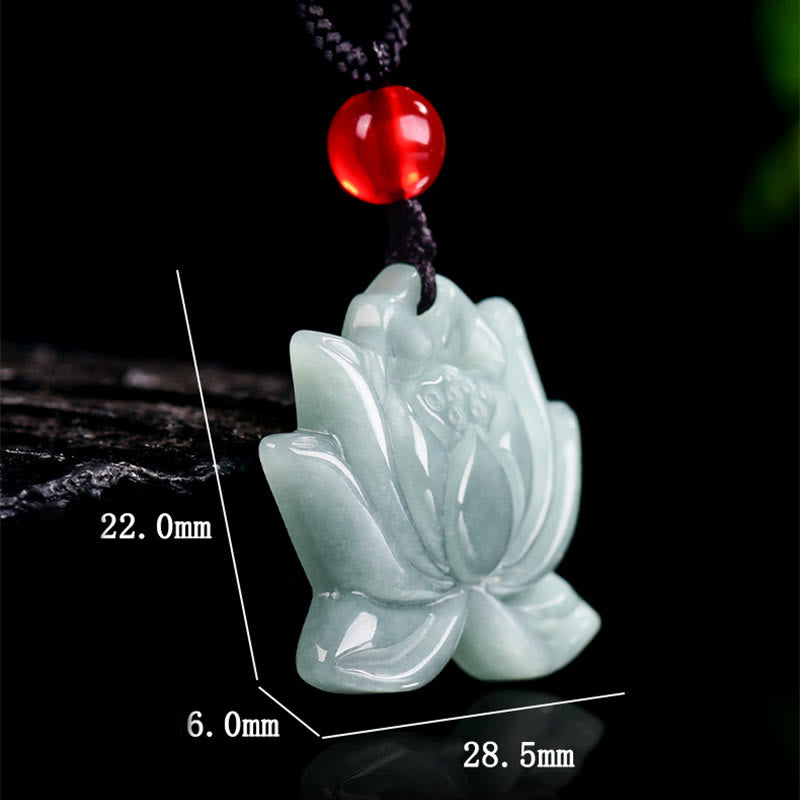 Naszyjnik z Buddha Stones z motywem kwiatu lotosu, rzeźbiony z jadeitu, wisiorki na znak dobrobytu - image 8