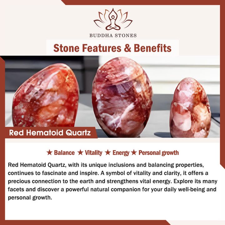 Bransoletka z naturalnych czerwonych koralików kwarcowych Hematoid Buddha Stones Balance