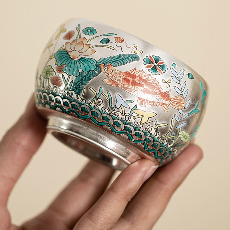 Buddha Stones Ryby Lotos Wodorosty Dolina Góry Sosna Smok Filiżanka Kung Fu Filiżanka do herbaty z pudełkiem prezentowym