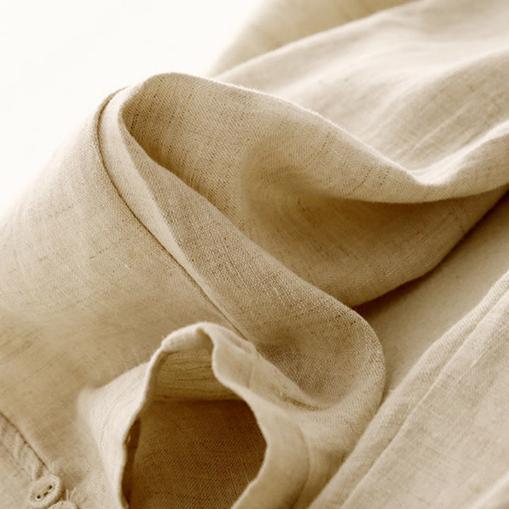 Buddha Stones Letnie Jednokolorowe Boczne Guziki Projekt Bawełna Lniane Damskie Spodnie Harem Z Kieszeniami - image 9