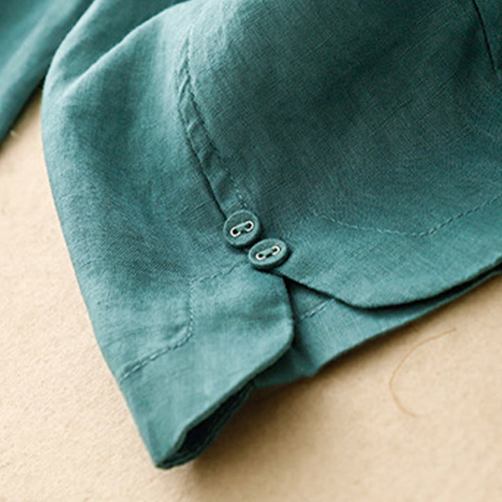 Buddha Stones Letnie Jednokolorowe Boczne Guziki Projekt Bawełna Lniane Damskie Spodnie Harem Z Kieszeniami - image 18