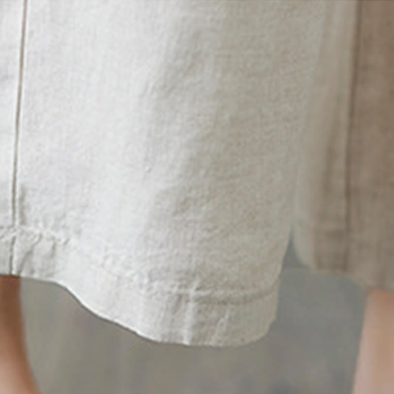 Buddha Stones Codzienny Jednolity Kolor Patchwork Prosty Design Bawełna Len Spodnie Damskie Z Kieszeniami - image 11