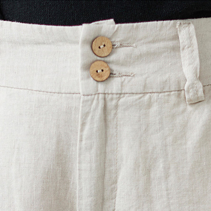 Buddha Stones Codzienny Jednolity Kolor Patchwork Prosty Design Bawełna Len Spodnie Damskie Z Kieszeniami - image 8