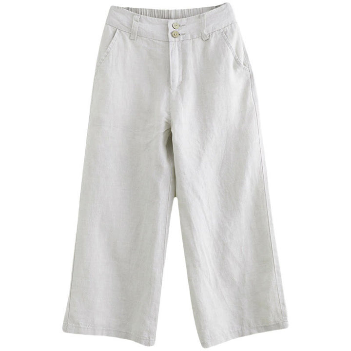 Buddha Stones Codzienny Jednolity Kolor Patchwork Prosty Design Bawełna Len Spodnie Damskie Z Kieszeniami - image 13