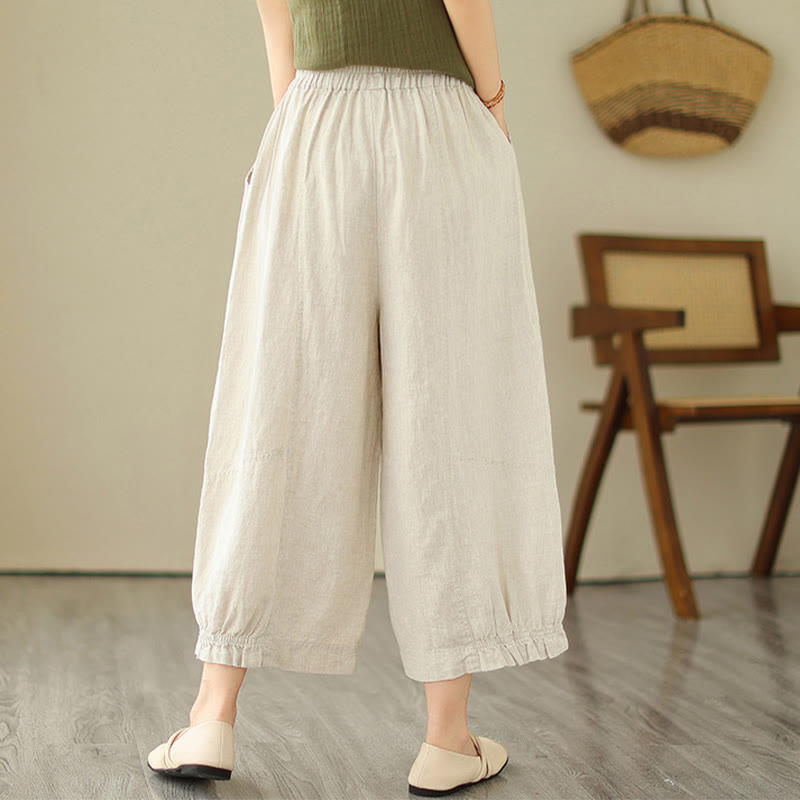 Buddha Stones Vintage Casual Plisowane Projekt Bawełna Damskie Szerokie Nogawki Spodnie Z Kieszeniami - image 14