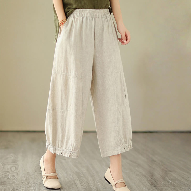 Buddha Stones Vintage Casual Plisowane Projekt Bawełna Damskie Szerokie Nogawki Spodnie Z Kieszeniami - image 15