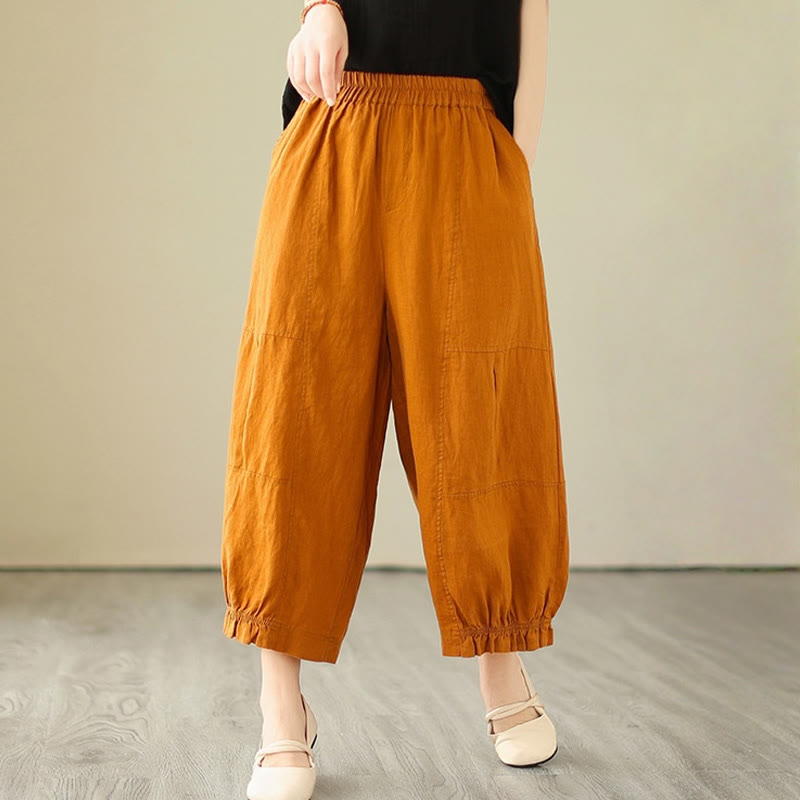 Buddha Stones Vintage Casual Plisowane Projekt Bawełna Damskie Szerokie Nogawki Spodnie Z Kieszeniami - image 10