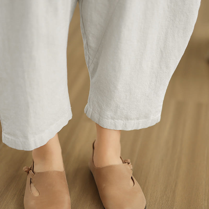 Spodnie harem damskie z bawełny i lnu Buddha Stones, wiosenne, 7-8, jednokolorowe, z kieszeniami - image 11