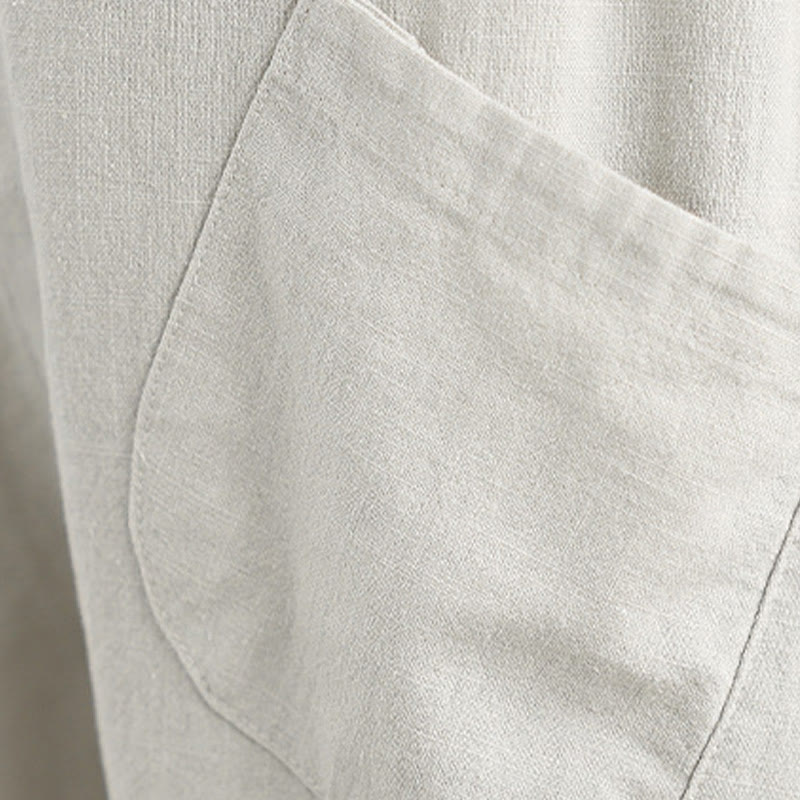 Spodnie harem damskie z bawełny i lnu Buddha Stones, wiosenne, 7-8, jednokolorowe, z kieszeniami - image 8