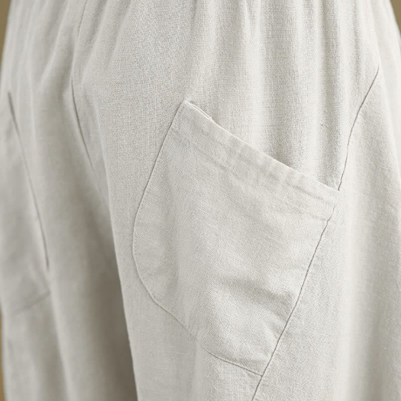 Spodnie harem damskie z bawełny i lnu Buddha Stones, wiosenne, 7-8, jednokolorowe, z kieszeniami - image 9