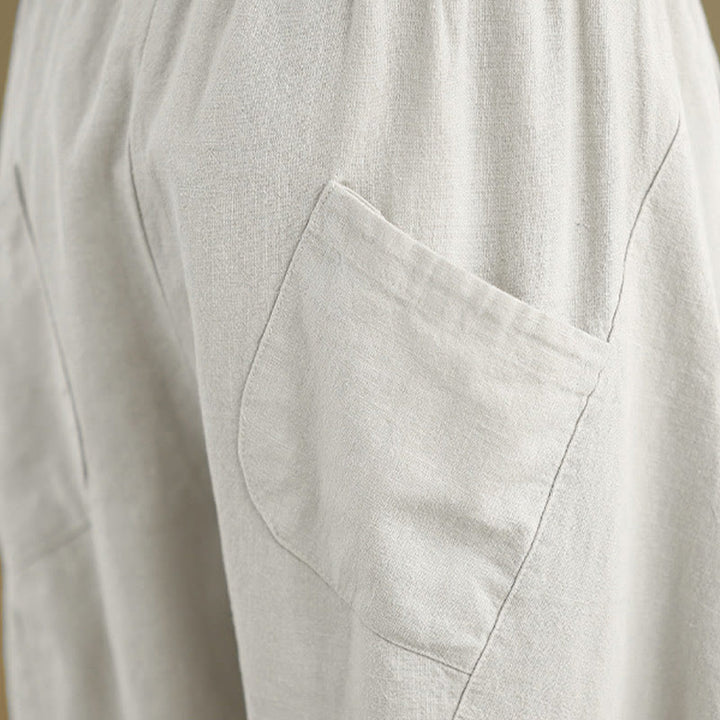 Spodnie harem damskie z bawełny i lnu Buddha Stones, wiosenne, 7-8, jednokolorowe, z kieszeniami - image 9