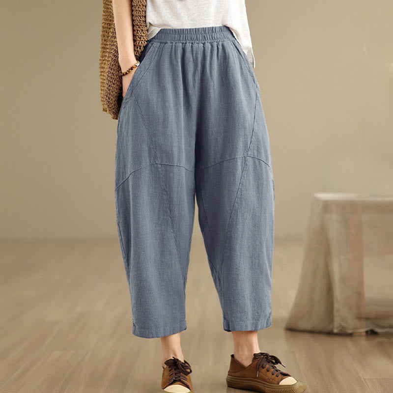 Spodnie harem damskie z bawełny i lnu Buddha Stones, wiosenne, 7-8, jednokolorowe, z kieszeniami - image 15