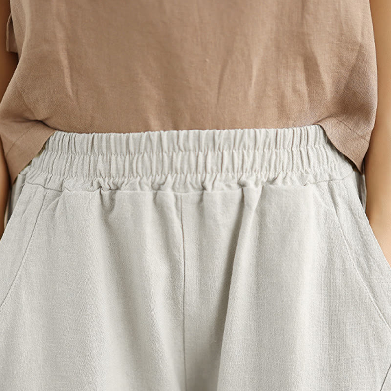 Spodnie harem damskie z bawełny i lnu Buddha Stones, wiosenne, 7-8, jednokolorowe, z kieszeniami - image 7