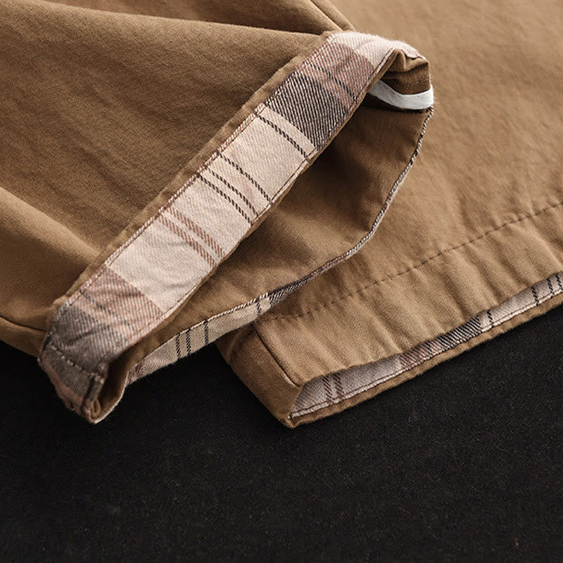 Spodnie damskie Harem Cropped z bawełny Buddha Stones Casual Plain Patched Cuff Design z kieszeniami
