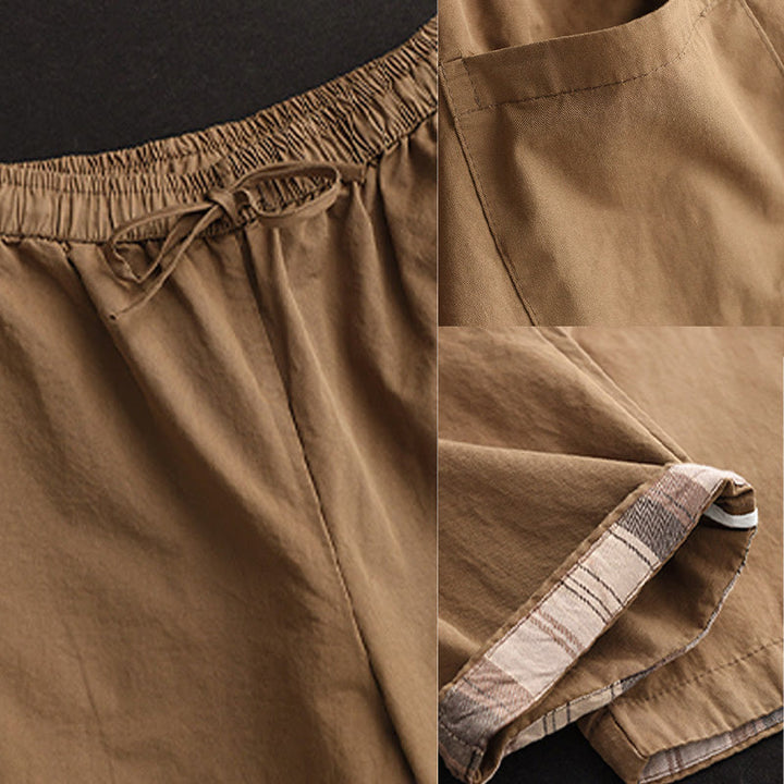Spodnie damskie Harem Cropped z bawełny Buddha Stones Casual Plain Patched Cuff Design z kieszeniami