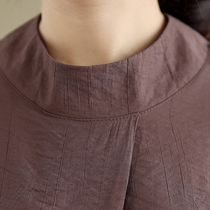 Buddha Stones, swobodny, prosty tył, guziki, stójka, bawełna, len, damska kamizelka bez rękawów - image 7