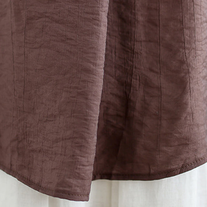 Buddha Stones, swobodny, prosty tył, guziki, stójka, bawełna, len, damska kamizelka bez rękawów - image 10