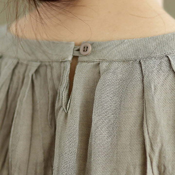 Kamizelka bez rękawów damska z bawełny i lnu z okrągłym dekoltem i prostym wzorem " Buddha Stones z letnimi zmarszczkami" - image 6