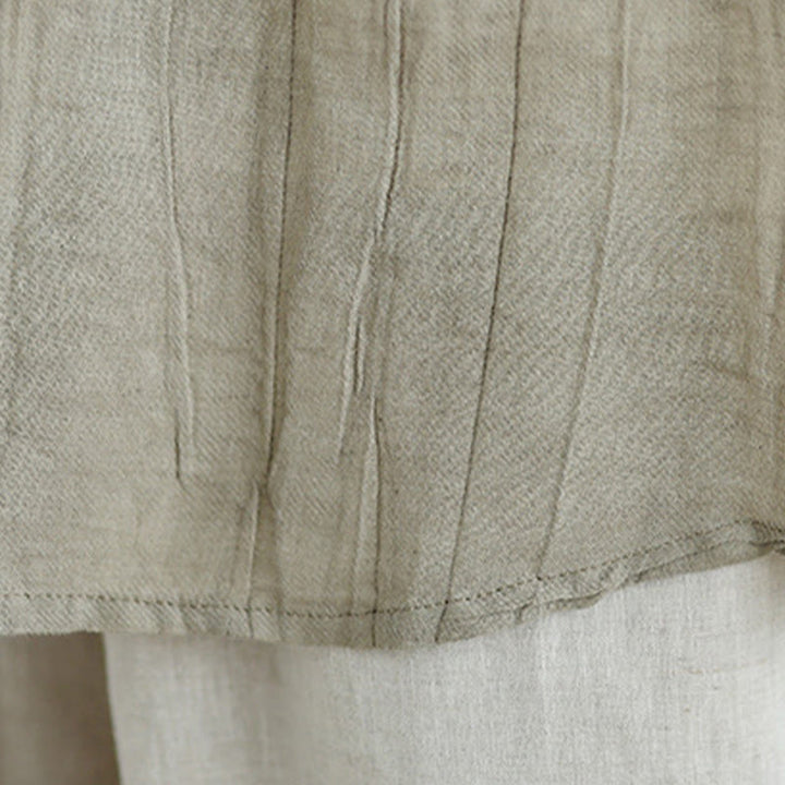 Kamizelka bez rękawów damska z bawełny i lnu z okrągłym dekoltem i prostym wzorem " Buddha Stones z letnimi zmarszczkami" - image 9