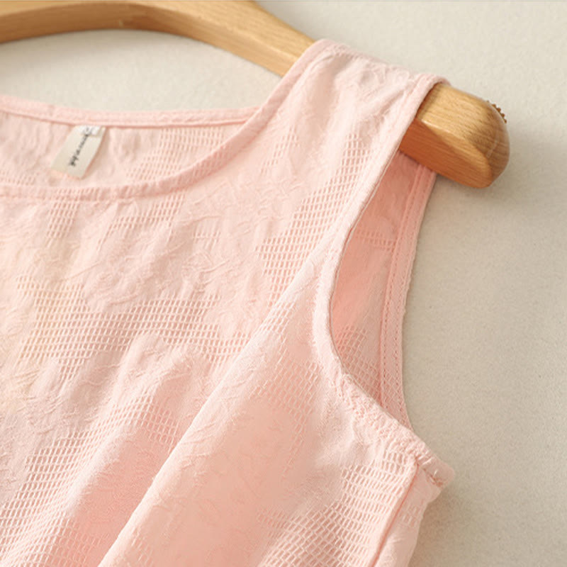 Buddha Stones Lato Jednolity Kolor Bez Rękawów Damska Bawełniana Lniana Kamizelka Kamizelka