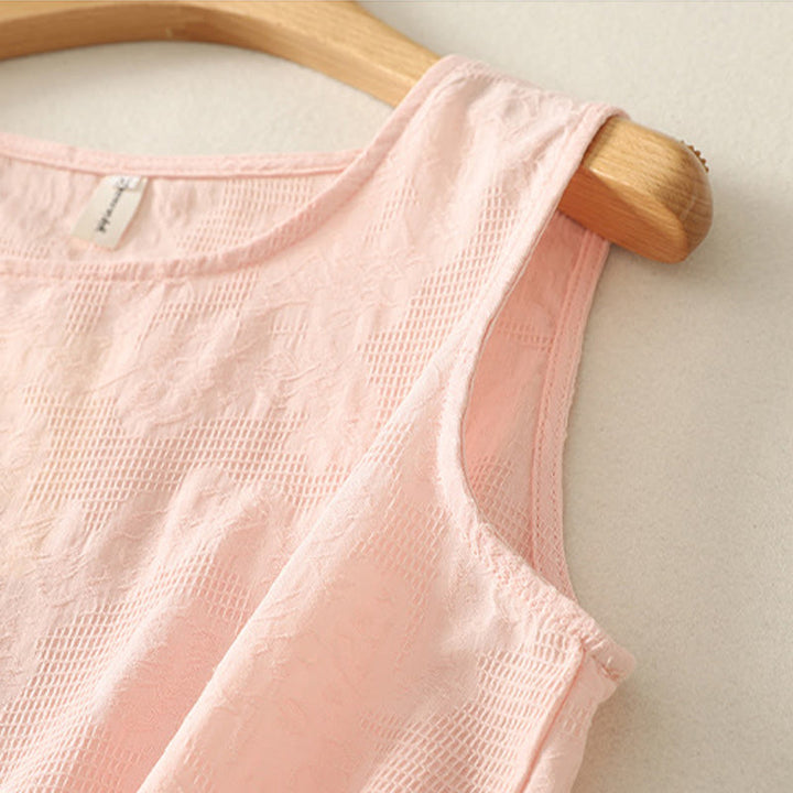 Buddha Stones Lato Jednolity Kolor Bez Rękawów Damska Bawełniana Lniana Kamizelka Kamizelka