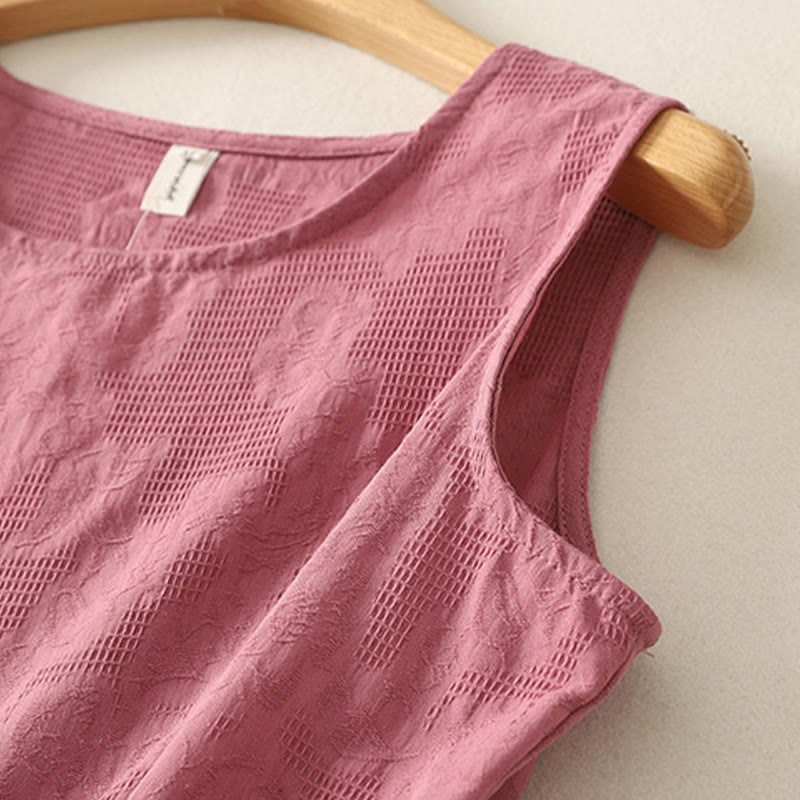 Buddha Stones Lato Jednolity Kolor Bez Rękawów Damska Bawełniana Lniana Kamizelka Kamizelka - image 14