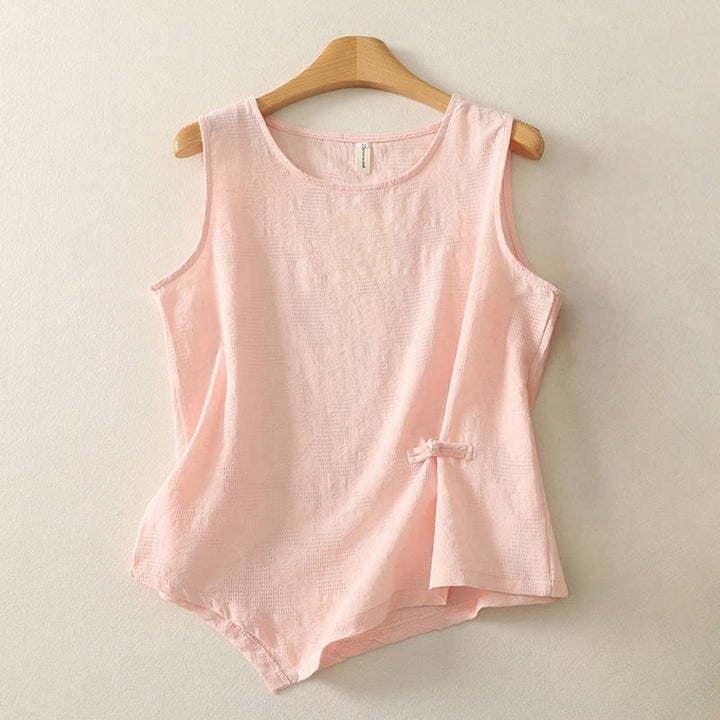 Buddha Stones Lato Jednolity Kolor Bez Rękawów Damska Bawełniana Lniana Kamizelka Kamizelka