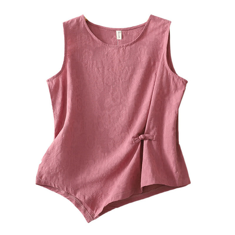 Buddha Stones Lato Jednolity Kolor Bez Rękawów Damska Bawełniana Lniana Kamizelka Kamizelka