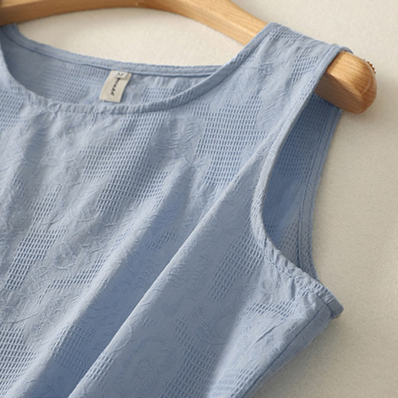 Buddha Stones Lato Jednolity Kolor Bez Rękawów Damska Bawełniana Lniana Kamizelka Kamizelka - image 2