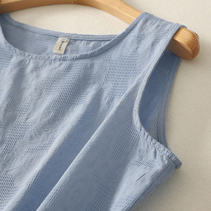 Buddha Stones Lato Jednolity Kolor Bez Rękawów Damska Bawełniana Lniana Kamizelka Kamizelka - image 2