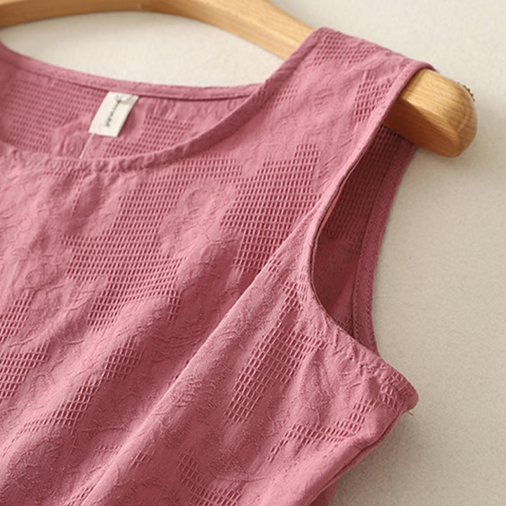 Buddha Stones Lato Jednolity Kolor Bez Rękawów Damska Bawełniana Lniana Kamizelka Kamizelka