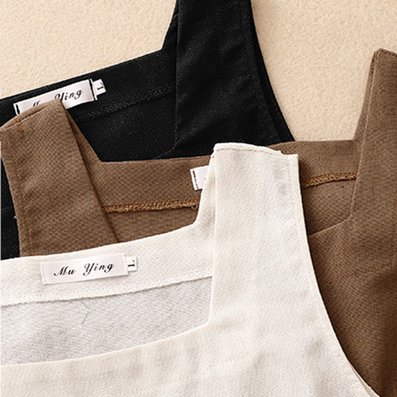 Buddha Stones Letnia damska kamizelka bez rękawów z kwadratowym kołnierzykiem z bawełny i lnu - image 14