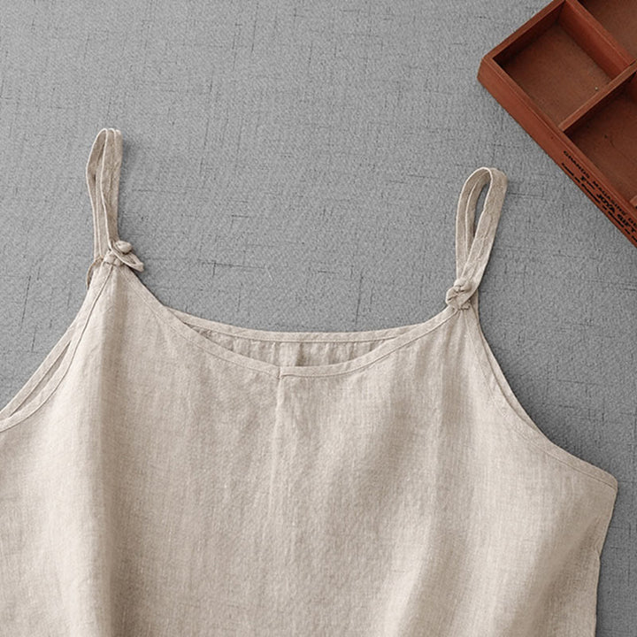 Buddha Stones Letnia Gładka Regulowana Pasek Projekt Damska Bawełniana Lniana Kamizelka Kamizelka - image 1